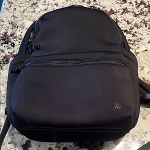 Faux Neoprene 17 inch Backpack -Black